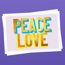 Rackhams Peace and Love golden words art print - White frame - thumbnail 3