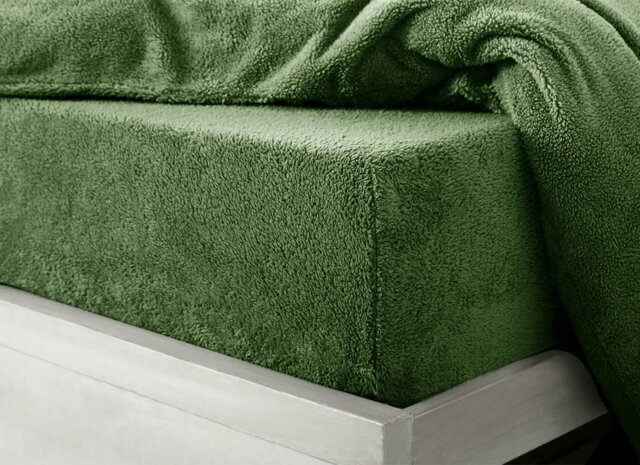 Rackhams Teddy Fleece Warm and Cosy Fitted Sheet - Olive - Super King - image 1