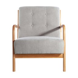 Rackhams Wood Single Sofa Lounge Chair with Cushion - Light Wood - thumbnail 4