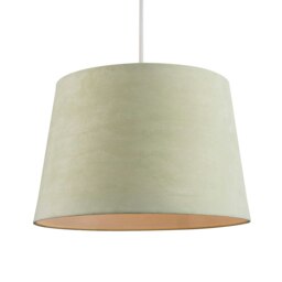 Rackhams Olive Green Velvet 12 Inch Drum Lamp Shade with White Cotton Inner - thumbnail 2