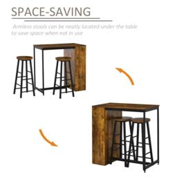 Rackhams Industrial Bar Table Set for 2, 3 Pieces Pub Table and Bar Stools with Storage Shelf for Kitchen - thumbnail 4