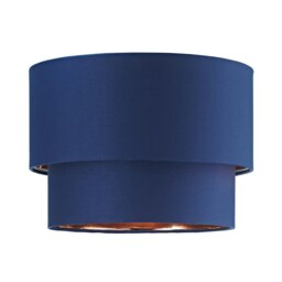 "Rackhams Modern 10"" Navy Blue Cotton Double Tier Ceiling Shade with Shiny Copper Inner" - thumbnail 2
