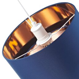 "Rackhams Modern 10"" Navy Blue Cotton Double Tier Ceiling Shade with Shiny Copper Inner" - thumbnail 5