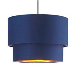"Rackhams Modern 10"" Navy Blue Cotton Double Tier Ceiling Shade with Shiny Copper Inner" - thumbnail 1