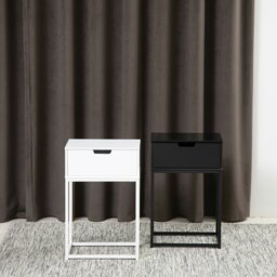 Rackhams Mitra 1 Drawer Bedside Table in Black - Black - Manufactured wood,Powder coated Steel - 1 - thumbnail 6