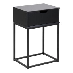 Rackhams Mitra 1 Drawer Bedside Table in Black - Black - Manufactured wood,Powder coated Steel - 1 - thumbnail 1