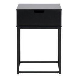 Rackhams Mitra 1 Drawer Bedside Table in Black - Black - Manufactured wood,Powder coated Steel - 1 - thumbnail 2