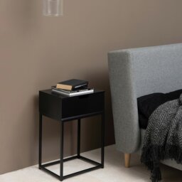 Rackhams Mitra 1 Drawer Bedside Table in Black - Black - Manufactured wood,Powder coated Steel - 1 - thumbnail 5