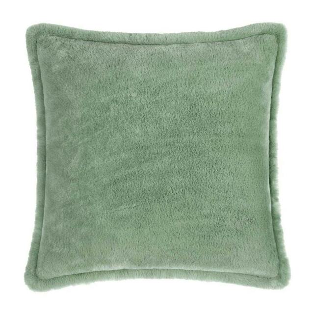 Rackhams Kallu Faux Fur Cushion Cover - Frosted Green - 45cm x 45cm - Frosted Green - 100% Polyester - image 1