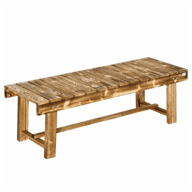 Rackhams 1 Piece 2-seater Outdoor Indoor Wooden Garden Bench Fir Patio Loveseat, 110L x 38W x 35Hcm, Carbonised - image 1