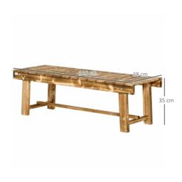 Rackhams 1 Piece 2-seater Outdoor Indoor Wooden Garden Bench Fir Patio Loveseat, 110L x 38W x 35Hcm, Carbonised - thumbnail 2