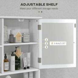 Rackhams Bathroom Cabinet, Wall Mount Storage Organizer with Mirror, Adjustable Shelf for Bathroom, Kitchen, Bedroom, White - thumbnail 6