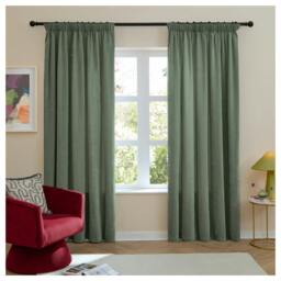 Rackhams Chenille Lined Pencil Pleat Curtains - Green - 229cm x 168cm - Green - 100% Polyester - thumbnail 2