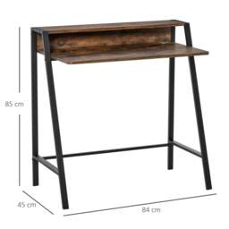 Rackhams Writing Desk Computer Table Home Office PC Laptop Workstation Storage Shelf 84L x 45W cm Rustic Brown - thumbnail 3