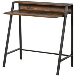 Rackhams Writing Desk Computer Table Home Office PC Laptop Workstation Storage Shelf 84L x 45W cm Rustic Brown - thumbnail 1