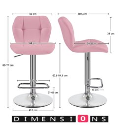 Rackhams Set of 2 Pink PU Leather Bar Stools – Adjustable Swivel Counter Chairs with Backrest - thumbnail 3