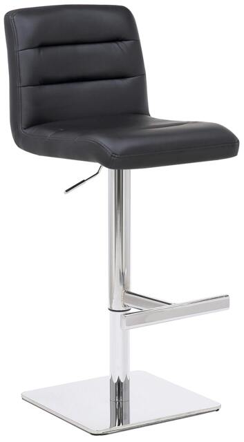 Rackhams Luscious Deluxe Real Leather Breakfast Bar Stool, Chrome Footrest, Adjustable Swivel Gas Lift, Home Bar & Kitchen Barstool, Black - image 1