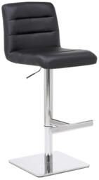 Rackhams Luscious Deluxe Real Leather Breakfast Bar Stool, Chrome Footrest, Adjustable Swivel Gas Lift, Home Bar & Kitchen Barstool, Black - thumbnail 1