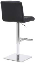 Rackhams Luscious Deluxe Real Leather Breakfast Bar Stool, Chrome Footrest, Adjustable Swivel Gas Lift, Home Bar & Kitchen Barstool, Black - thumbnail 4