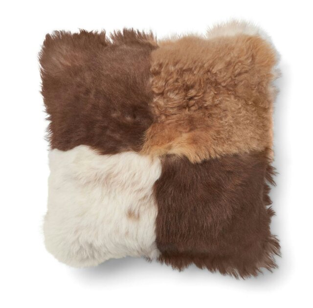 Rackhams Toscana Lamb Cushion - Doublesided - Brown/Beige Mix - 40x40 cm - image 1