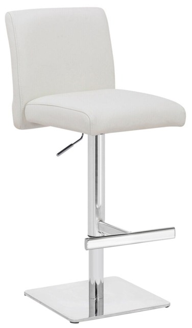 Rackhams Snella White Real Leather Kitchen Bar Stool, Adjustable Height with Weighted Base - image 1