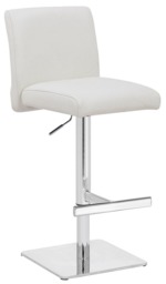 Rackhams Snella White Real Leather Kitchen Bar Stool, Adjustable Height with Weighted Base - thumbnail 1