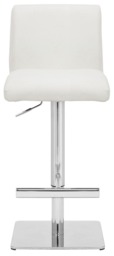 Rackhams Snella White Real Leather Kitchen Bar Stool, Adjustable Height with Weighted Base - thumbnail 3