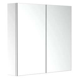 Rackhams Bathroom Mirror Cabinet, Stainless Steel Wall Mounted Bathroom Storage Cabinet with Double Doors, 60x55cm - thumbnail 1