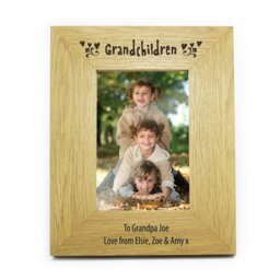 Rackhams Personalised Oak Finish 6x4 Grandchildren Photo Frame - thumbnail 2