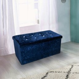 Rackhams Crushed Velvet  Storage Ottoman - 76cm x 38cm Foldable - Green - thumbnail 5