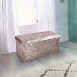 Rackhams Crushed Velvet  Storage Ottoman - 76cm x 38cm Foldable - Green - thumbnail 4