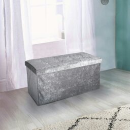 Rackhams Crushed Velvet  Storage Ottoman - 76cm x 38cm Foldable - Green - thumbnail 2