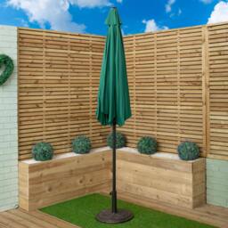 Rackhams 2.7m Havana Garden Patio Parasol with Crank Handle and Cover in Green - thumbnail 2