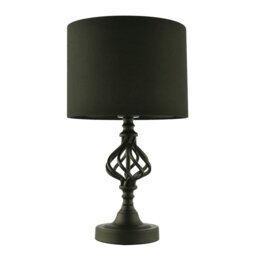 Rackhams Classic Twist Metal Table Lamp in Matte Black with Black Drum Shade