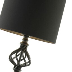 Rackhams Classic Twist Metal Table Lamp in Matte Black with Black Drum Shade - thumbnail 4