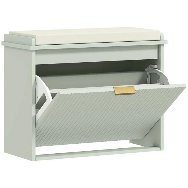 Rackhams Elegant Six Shoe Bench, with Top Seat - Green