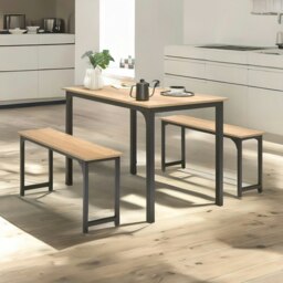 Rackhams Kitchen Dining Table and Bench Set Natural Brown - thumbnail 5