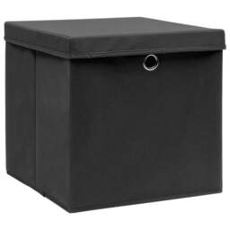 Rackhams Storage Boxes with Lids 10 pcs Black 32x32x32 cm Fabric - thumbnail 2
