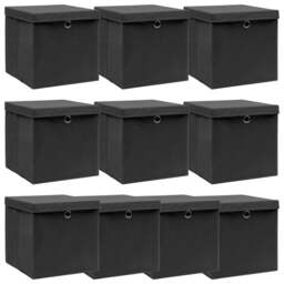 Rackhams Storage Boxes with Lids 10 pcs Black 32x32x32 cm Fabric - thumbnail 1