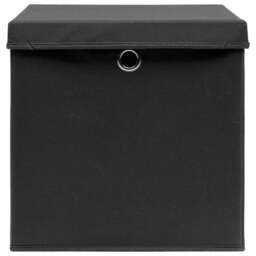 Rackhams Storage Boxes with Lids 10 pcs Black 32x32x32 cm Fabric - thumbnail 3