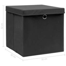 Rackhams Storage Boxes with Lids 10 pcs Black 32x32x32 cm Fabric - thumbnail 6