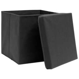 Rackhams Storage Boxes with Lids 10 pcs Black 32x32x32 cm Fabric - thumbnail 4