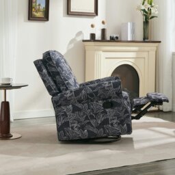 Rackhams Recliner Armchair, 360° Swivel Single Sofa with Adjustable Backrest and Footrest - Navy - thumbnail 5