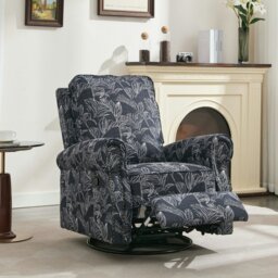 Rackhams Recliner Armchair, 360° Swivel Single Sofa with Adjustable Backrest and Footrest - Navy - thumbnail 6