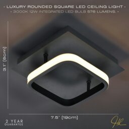 Rackhams Modern Designer Square Strip 3000k LED Ceiling Lighting Fitting in Matte Black - thumbnail 5