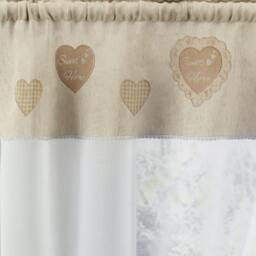 "Rackhams Sweetheart Embroidered Heart Kitchen Window Set Curtain Pair With Matching Tie Backs - Natural - 55"" (140cm) Width x 42"" (107cm) Drop" - thumbnail 3