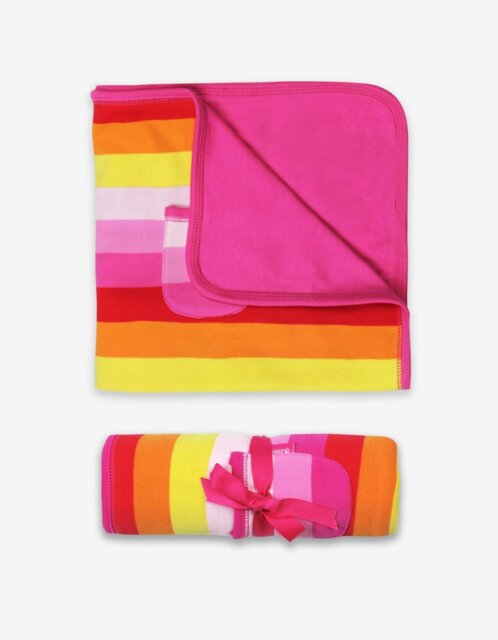 Rackhams Organic Pink Multi Stripe Blanket
