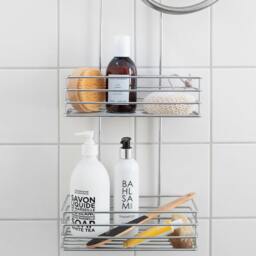 Rackhams Polished Chrome Stainless Steel Double Shower Basket for Shower Mixer - thumbnail 2