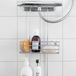 Rackhams Polished Chrome Stainless Steel Double Shower Basket for Shower Mixer - thumbnail 3