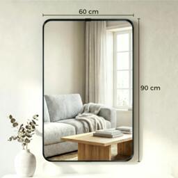 Rackhams Wall Mirror with Elevated Aluminium Alloy Frame, 60 x 90 cm - Black - thumbnail 3
